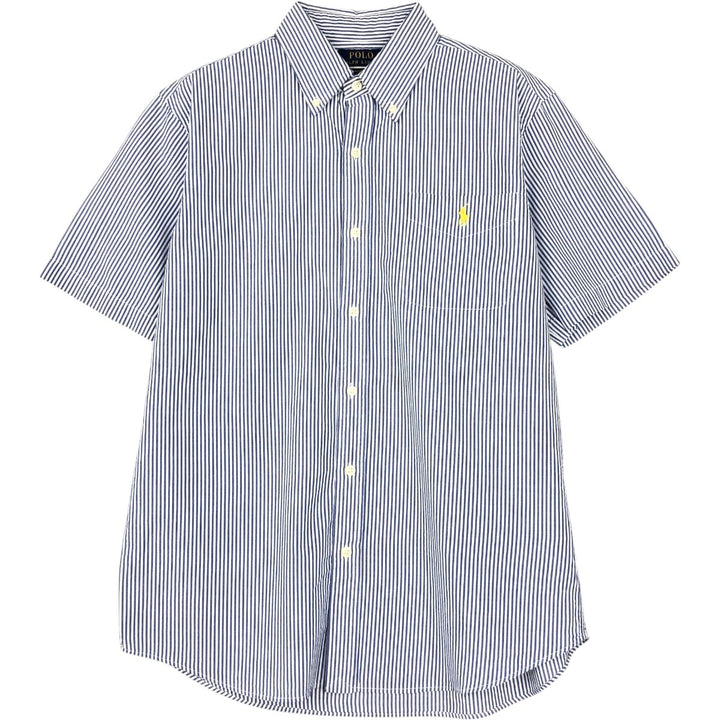 POLO RALPH LAUREN RL UNTUCKED FIT Seersucker short sleeve button down striped shirt Men's M size cotton blue type Vintage Second Hand