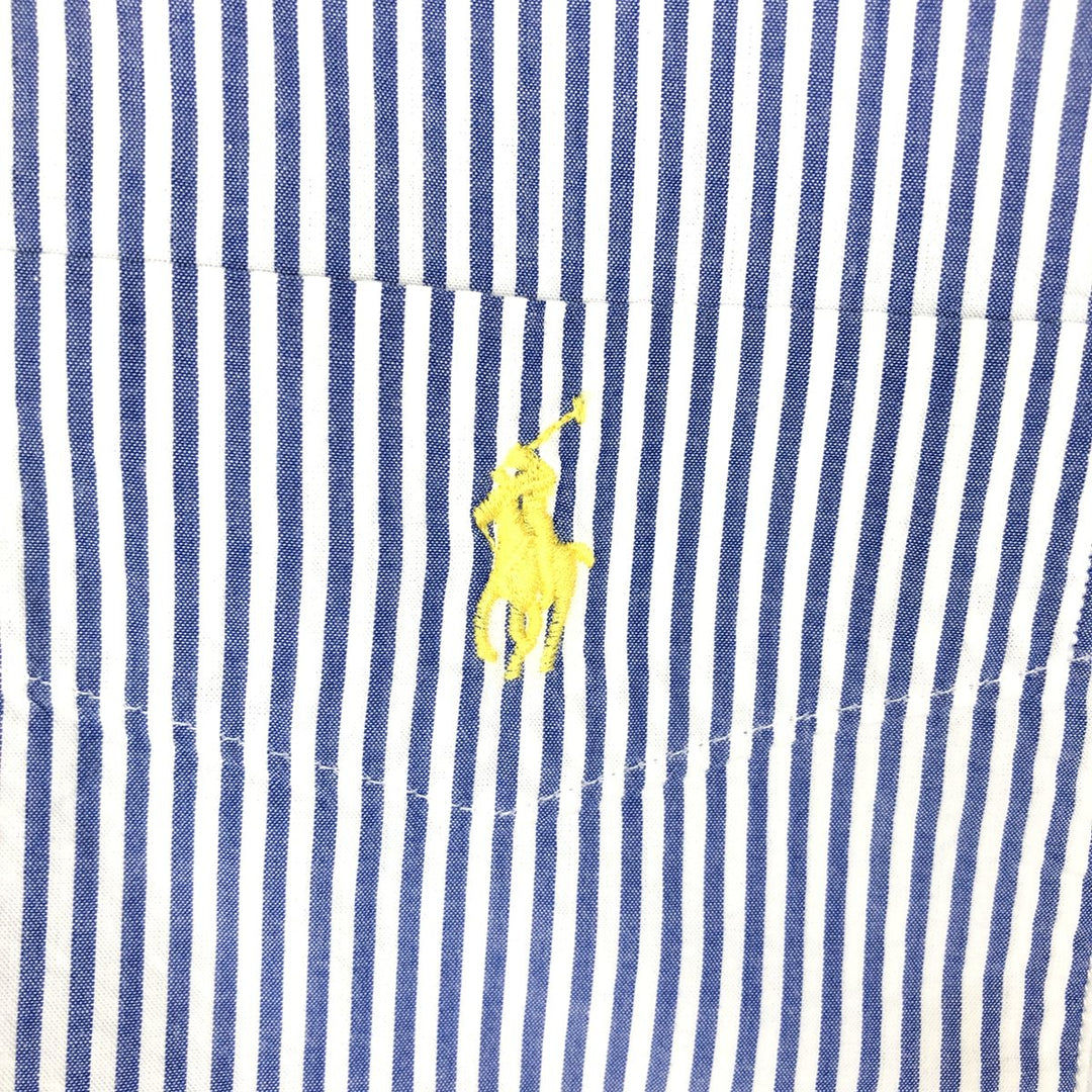POLO RALPH LAUREN RL UNTUCKED FIT Seersucker short sleeve button down striped shirt Men's M size cotton blue type Vintage Second Hand