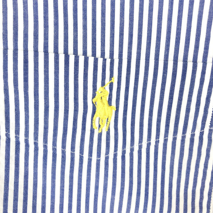 POLO RALPH LAUREN RL UNTUCKED FIT Seersucker short sleeve button down striped shirt Men's M size cotton blue type Vintage Second Hand