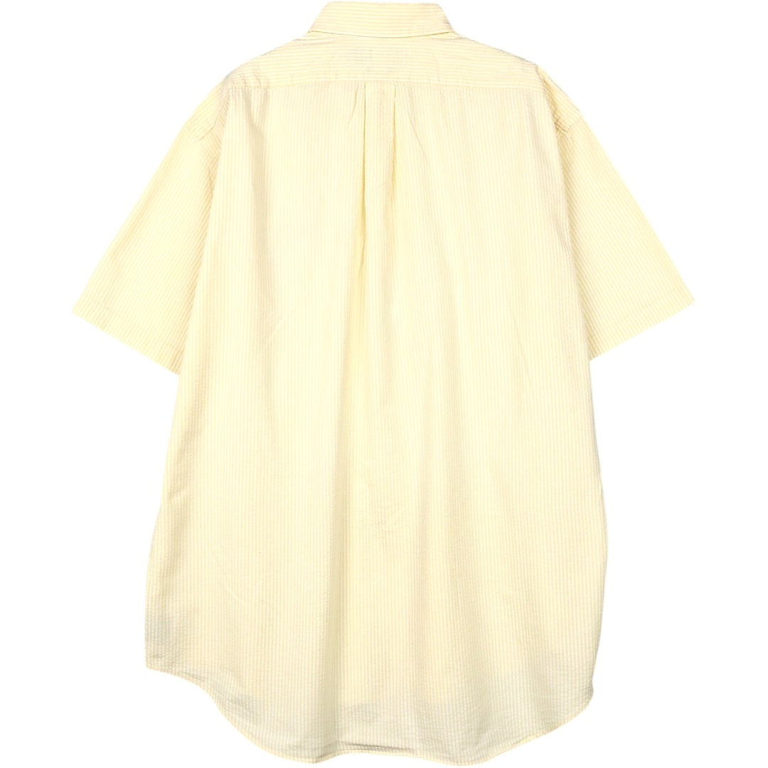 Ralph Lauren Polo by Ralph Lauren BLAKE Seersucker Short-Sleeve Button-Down Striped Shirt, Men's Size L (approx.) cotton yellow type Vintage Second Hand