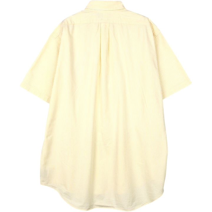 Ralph Lauren Polo by Ralph Lauren BLAKE Seersucker Short-Sleeve Button-Down Striped Shirt, Men's Size L (approx.) cotton yellow type Vintage Second Hand