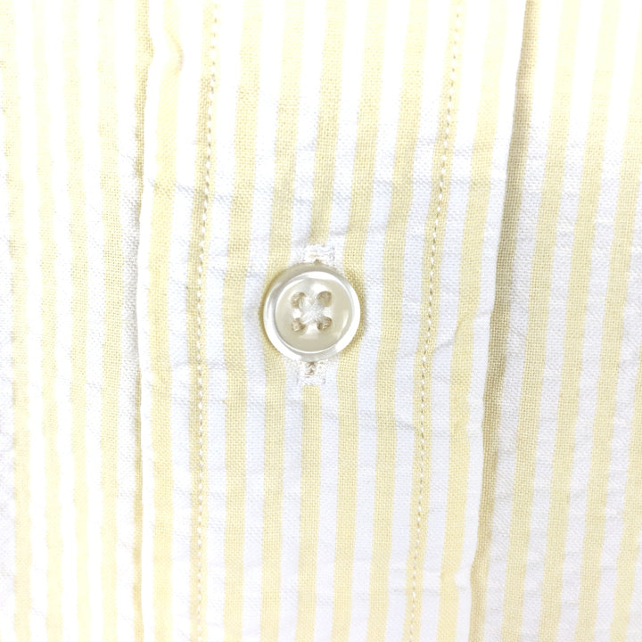 Ralph Lauren Polo by Ralph Lauren BLAKE Seersucker Short-Sleeve Button-Down Striped Shirt, Men's Size L (approx.) cotton yellow type Vintage Second Hand