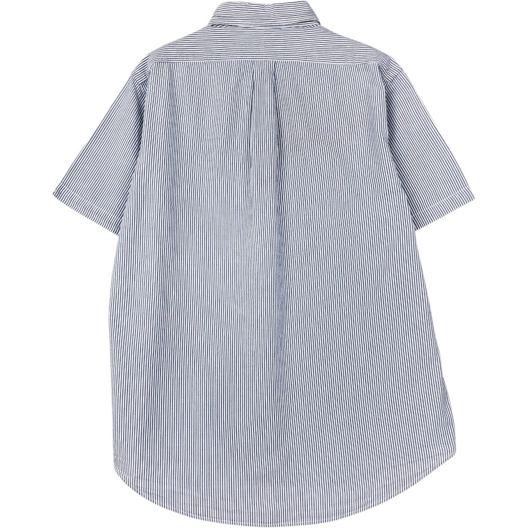 Ralph Lauren Seersucker Short Sleeve Button-Down Striped Shirt, Men's Size L cotton blue type Vintage Second Hand