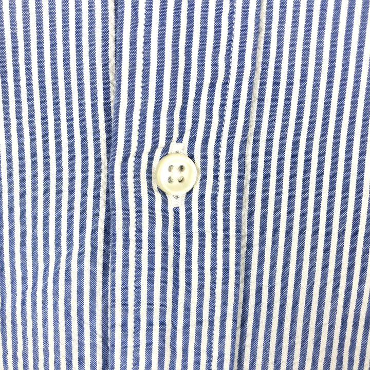 Ralph Lauren Seersucker Short Sleeve Button-Down Striped Shirt, Men's Size L cotton blue type Vintage Second Hand