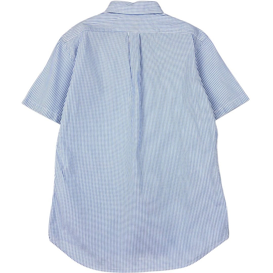 Ralph Lauren seersucker short-sleeved button-down striped shirt, men's size L (approx.) cotton blue type Vintage Second Hand