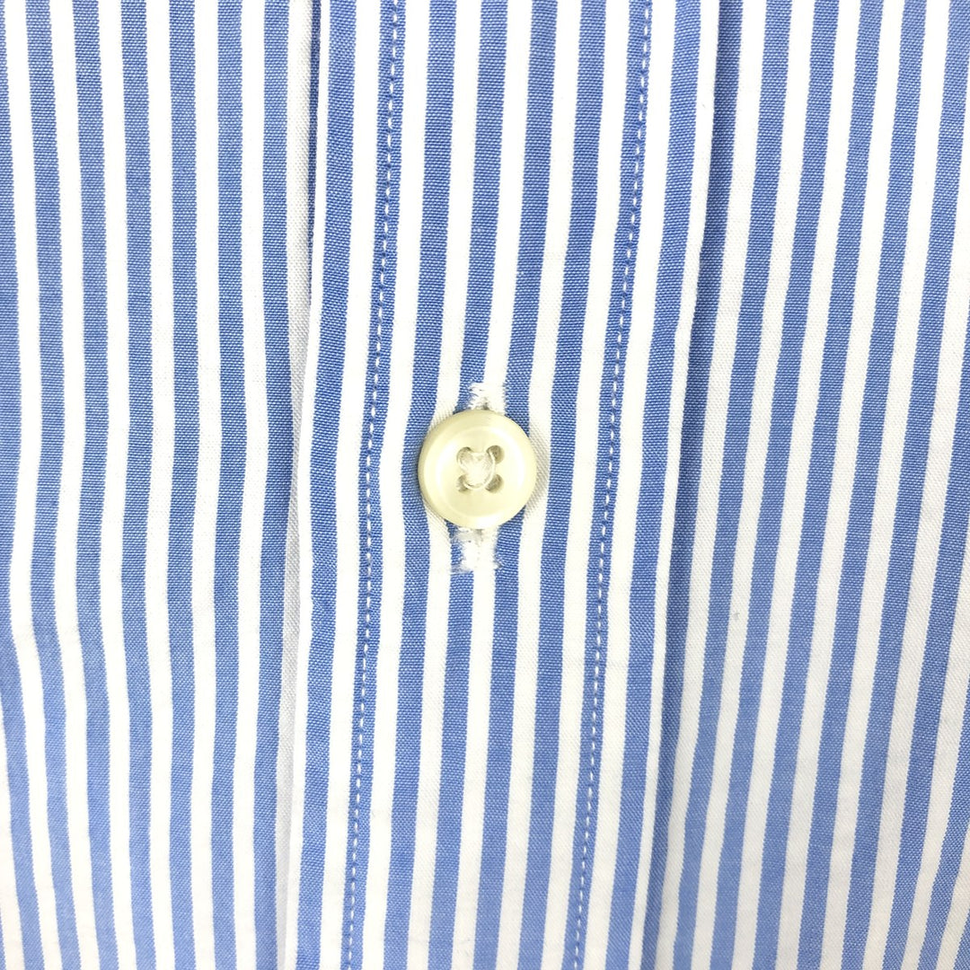 Ralph Lauren seersucker short-sleeved button-down striped shirt, men's size L (approx.) cotton blue type Vintage Second Hand