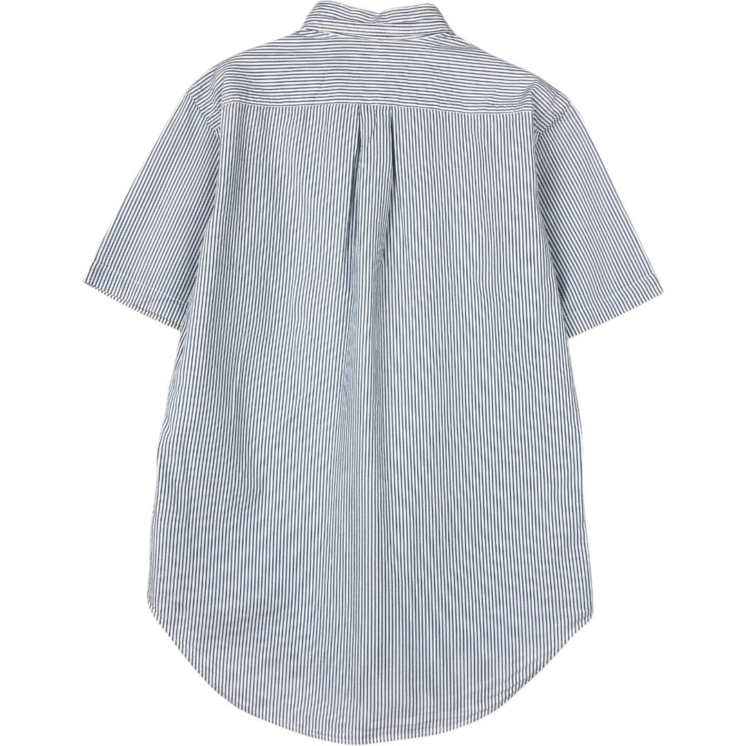 Ralph Lauren CLASSIC FIT seersucker short-sleeve button-down striped shirt, men's size S (approx.) cotton blue type Vintage Second Hand