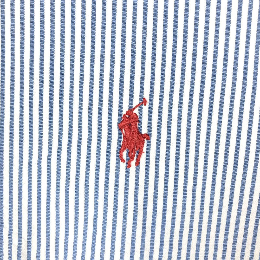 Ralph Lauren CLASSIC FIT seersucker short-sleeve button-down striped shirt, men's size S (approx.) cotton blue type Vintage Second Hand