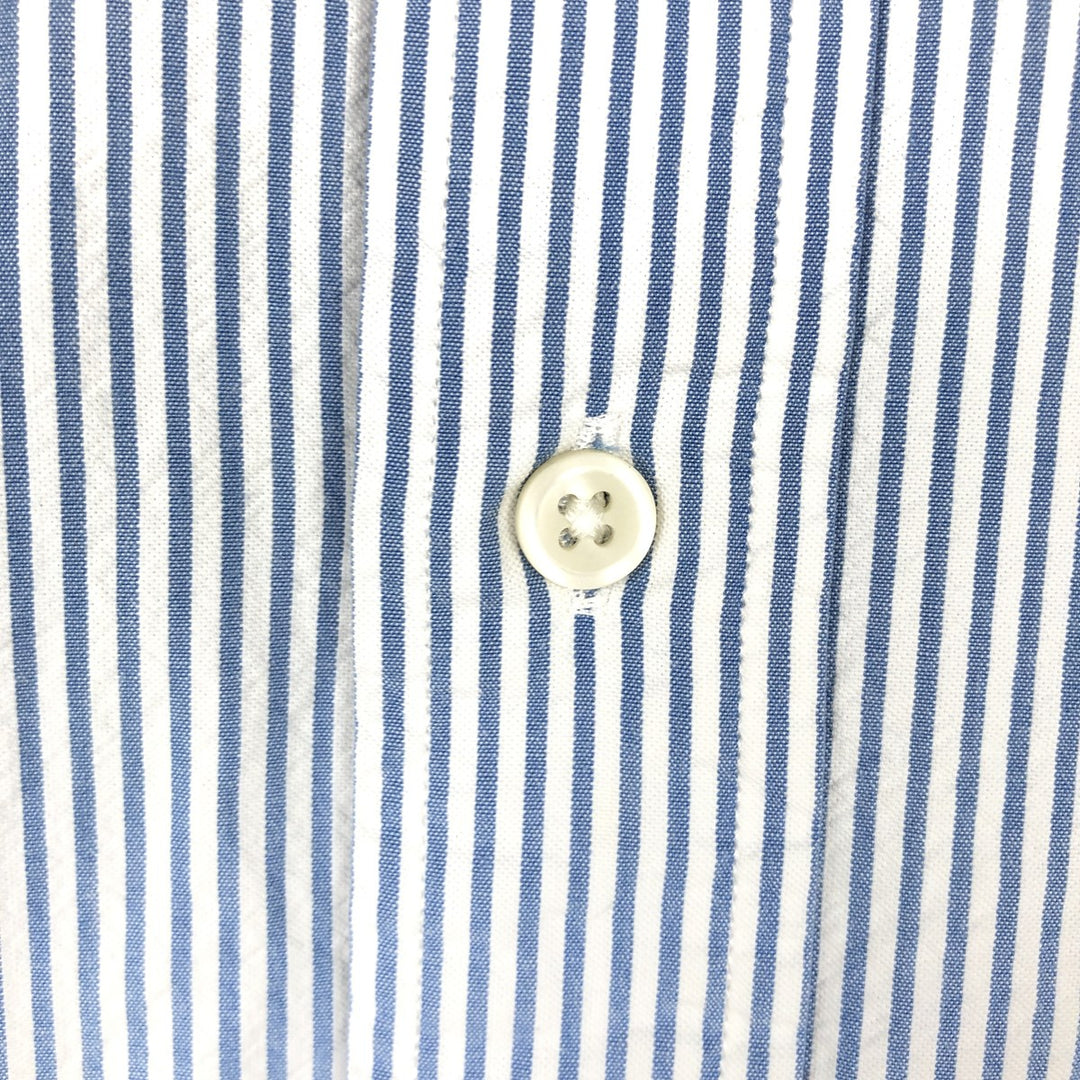 Ralph Lauren CLASSIC FIT seersucker short-sleeve button-down striped shirt, men's size S (approx.) cotton blue type Vintage Second Hand