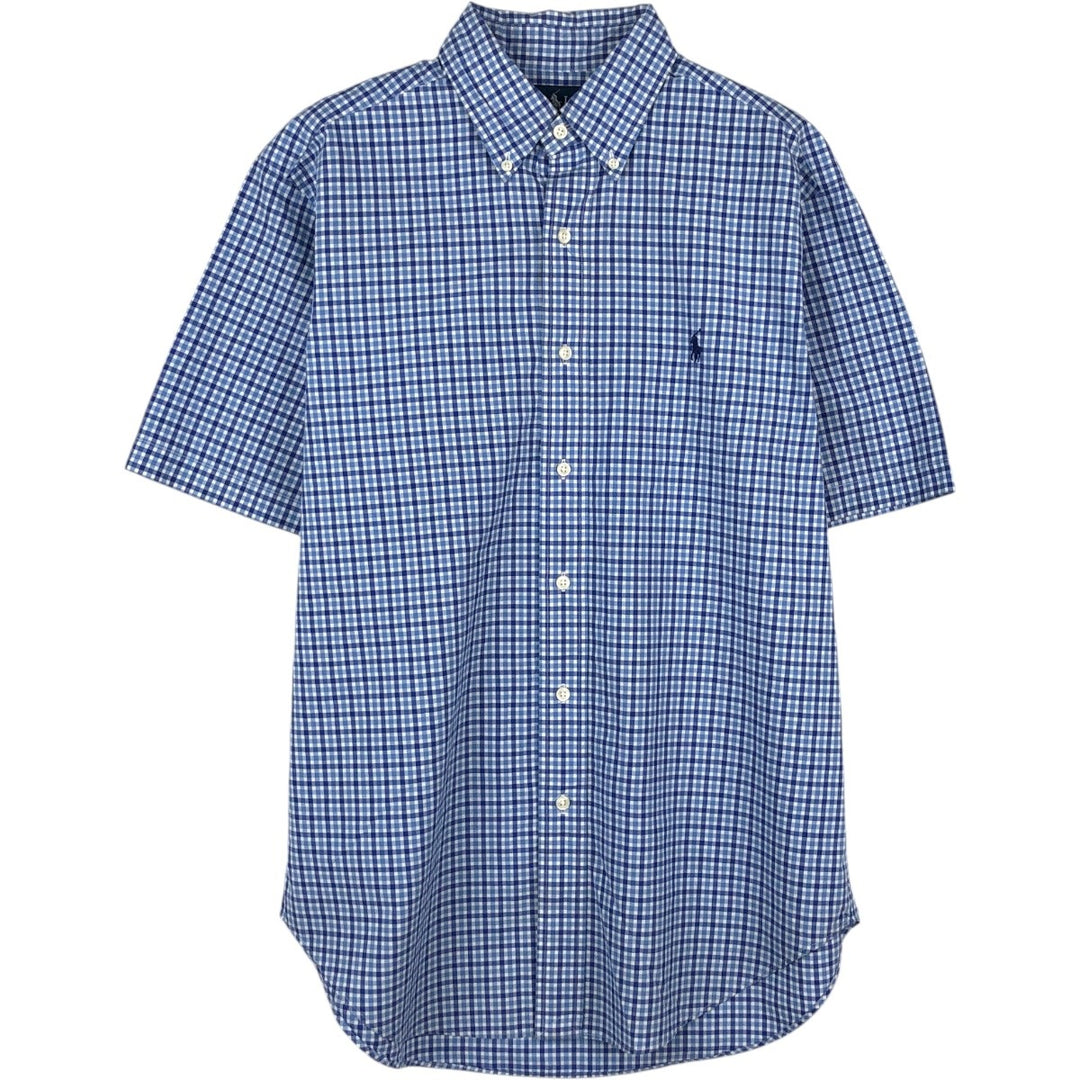 Ralph Lauren Classic Fit Short Sleeve Button Down Check Shirt Men's M cotton blue type Vintage Second Hand