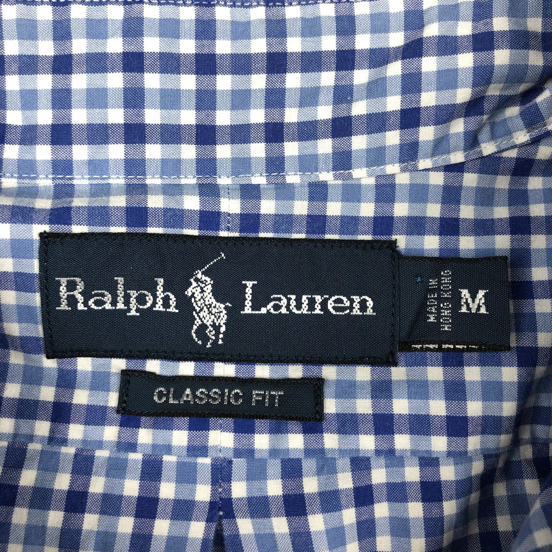 Ralph Lauren Classic Fit Short Sleeve Button Down Check Shirt Men's M cotton blue type Vintage Second Hand