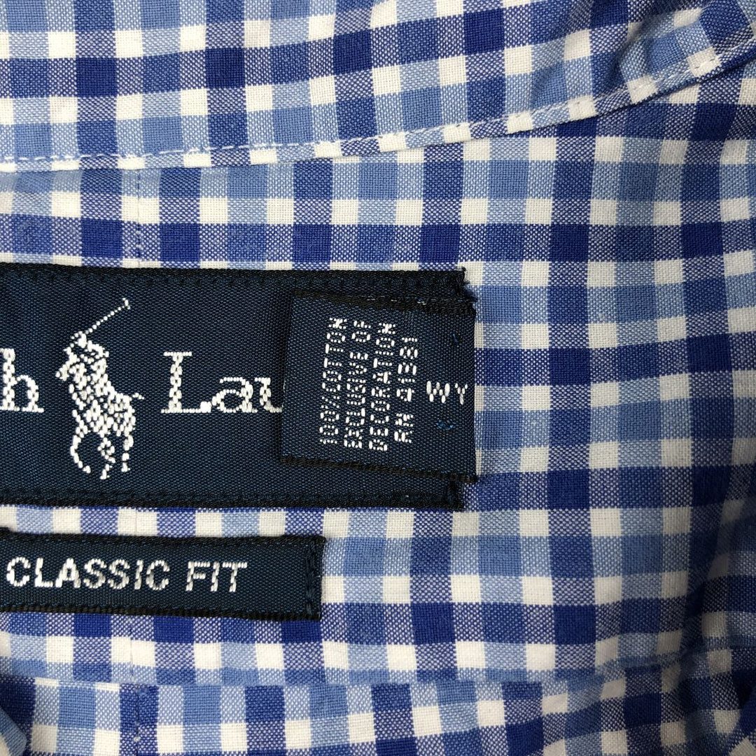 Ralph Lauren Classic Fit Short Sleeve Button Down Check Shirt Men's M cotton blue type Vintage Second Hand