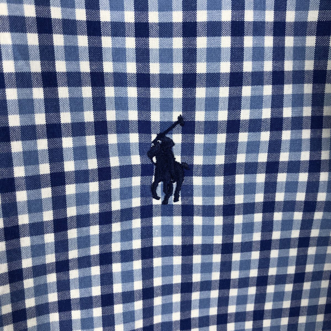 Ralph Lauren Classic Fit Short Sleeve Button Down Check Shirt Men's M cotton blue type Vintage Second Hand
