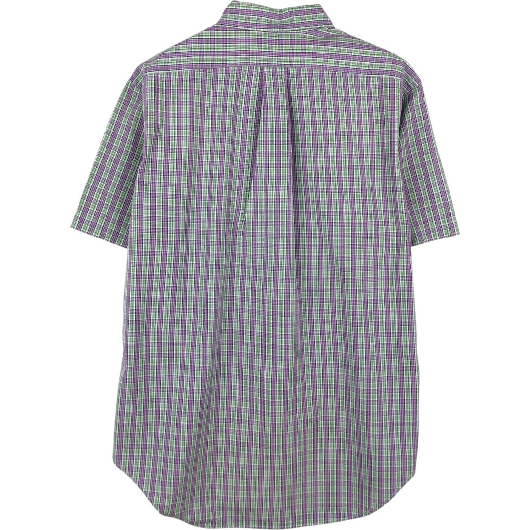 Ralph Lauren Classic Fit Short Sleeve Button Down Check Shirt Men's Size L cotton purple type Vintage Second Hand