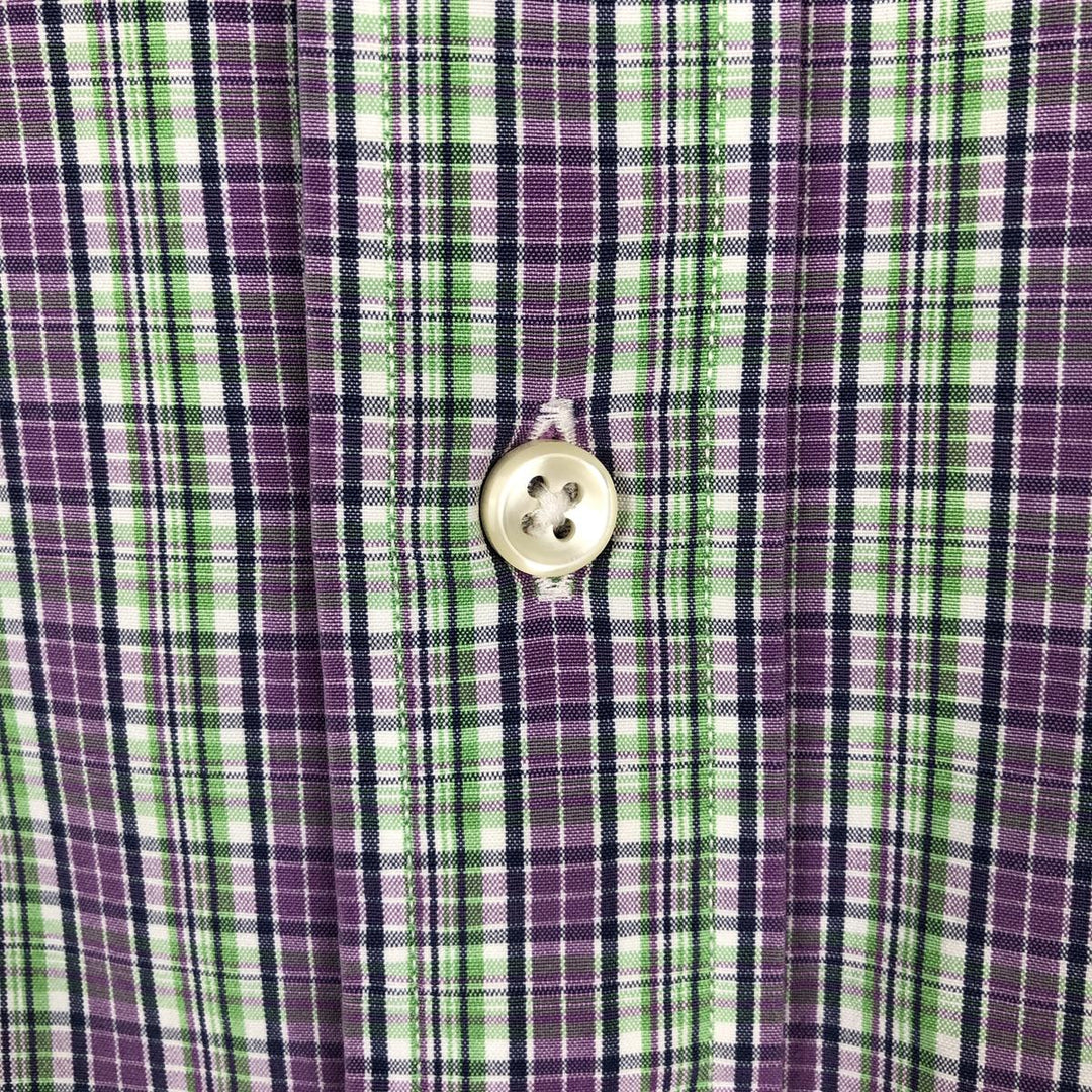 Ralph Lauren Classic Fit Short Sleeve Button Down Check Shirt Men's Size L cotton purple type Vintage Second Hand