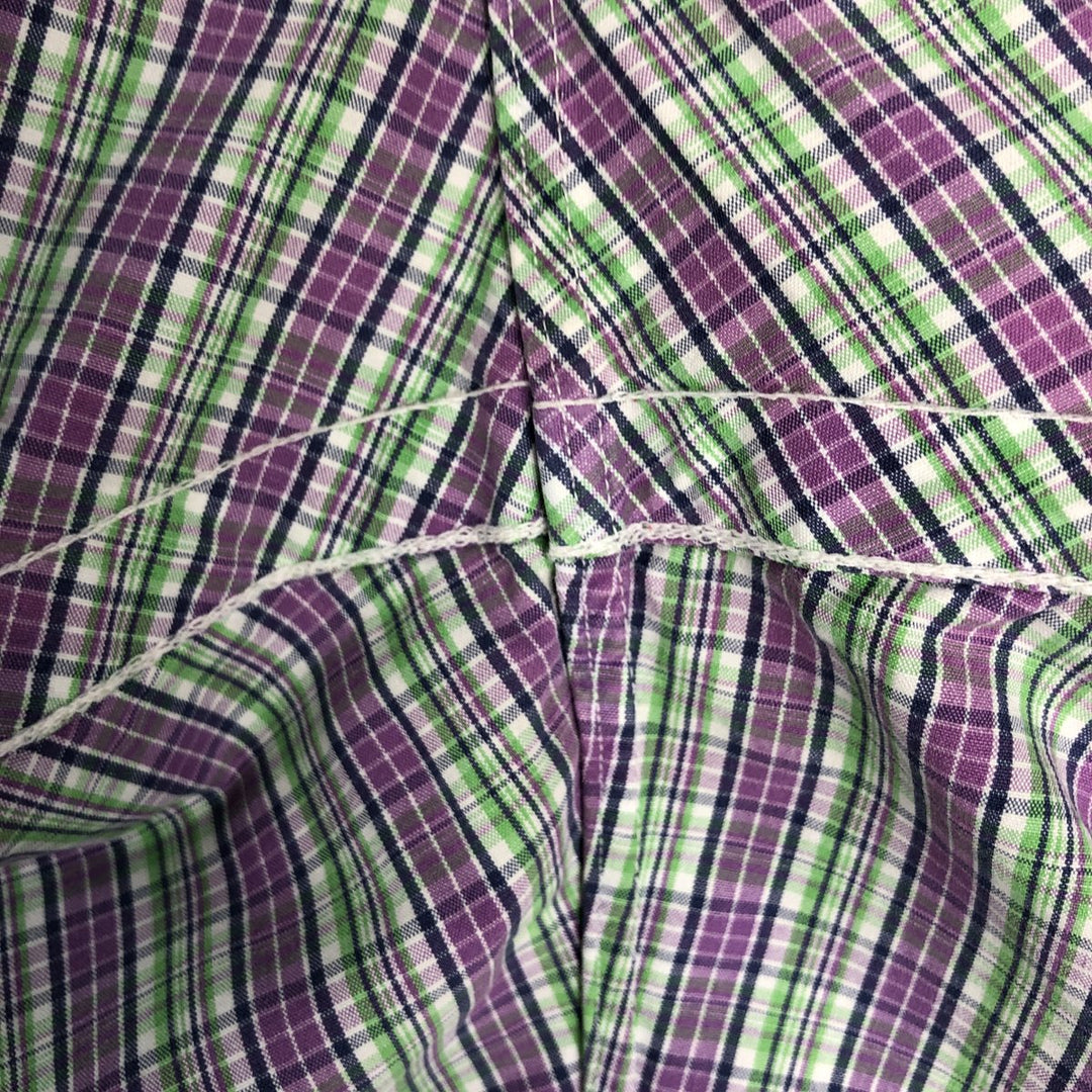 Ralph Lauren Classic Fit Short Sleeve Button Down Check Shirt Men's Size L cotton purple type Vintage Second Hand