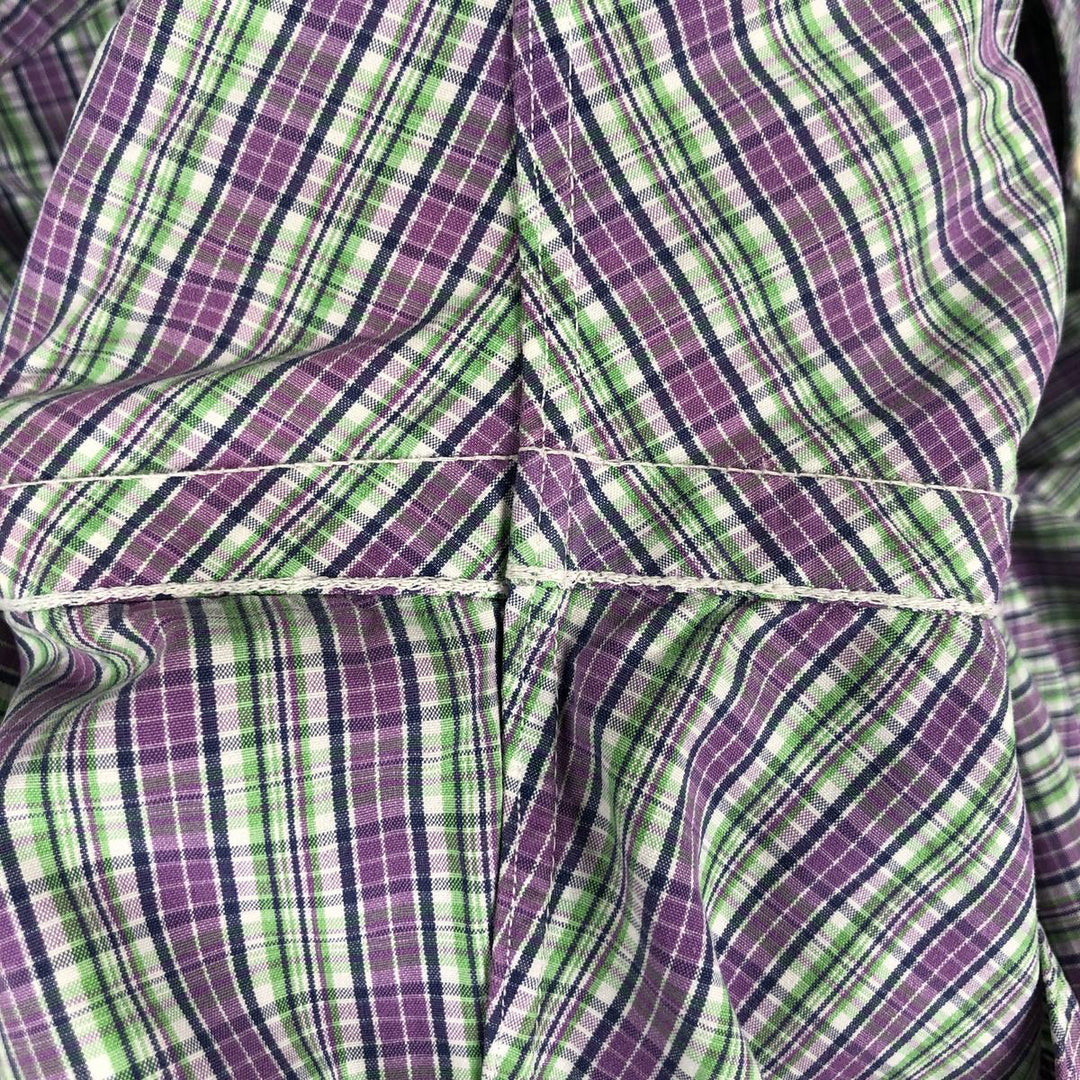 Ralph Lauren Classic Fit Short Sleeve Button Down Check Shirt Men's Size L cotton purple type Vintage Second Hand