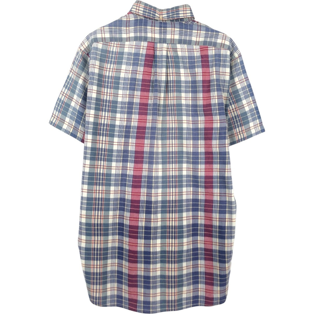 Ralph Lauren POLO by Ralph Lauren MCMEEL Short-Sleeve Button-Down Check Shirt, Men's Size M (approx.) cotton navy blue type Vintage Second Hand