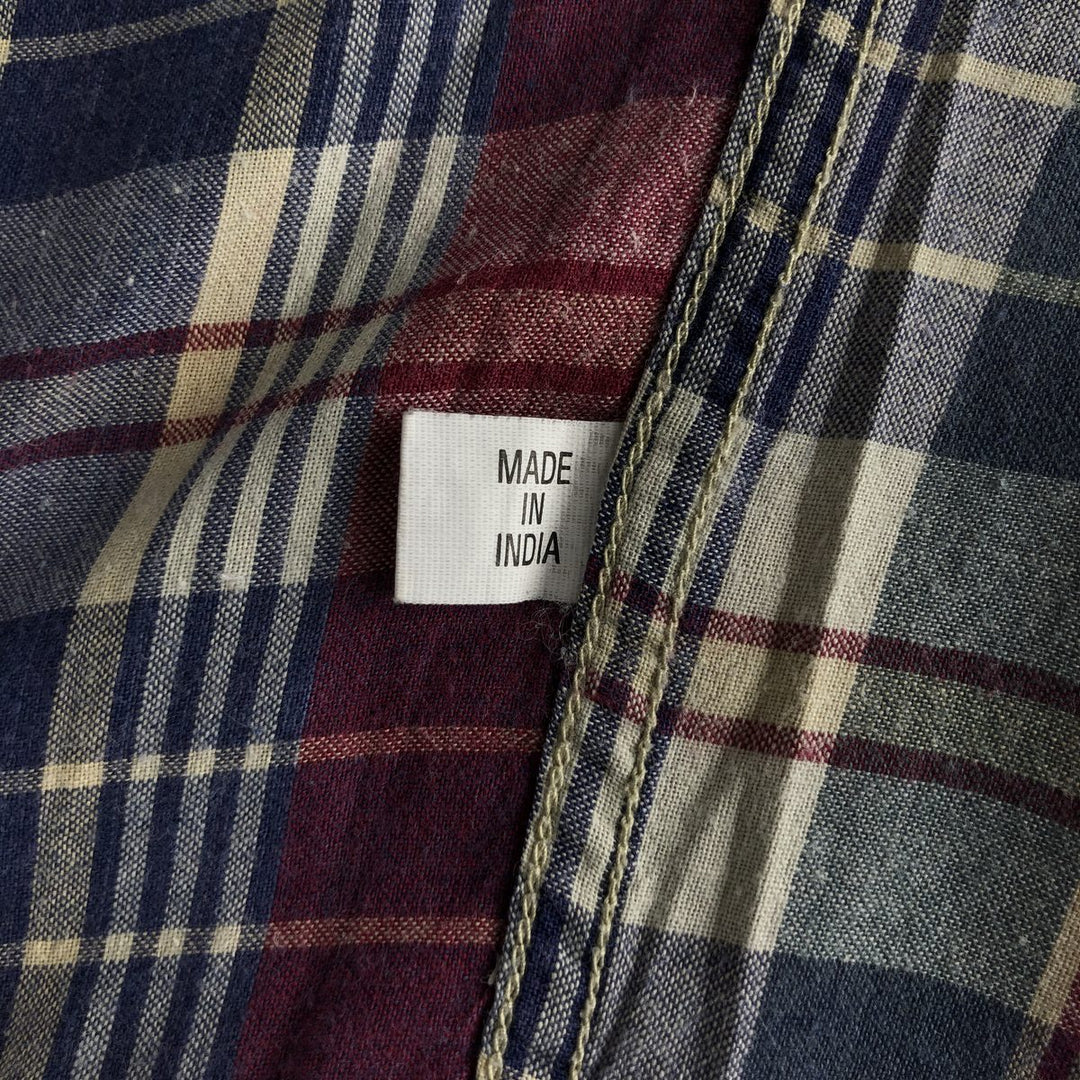 Ralph Lauren POLO by Ralph Lauren MCMEEL Short-Sleeve Button-Down Check Shirt, Men's Size M (approx.) cotton navy blue type Vintage Second Hand