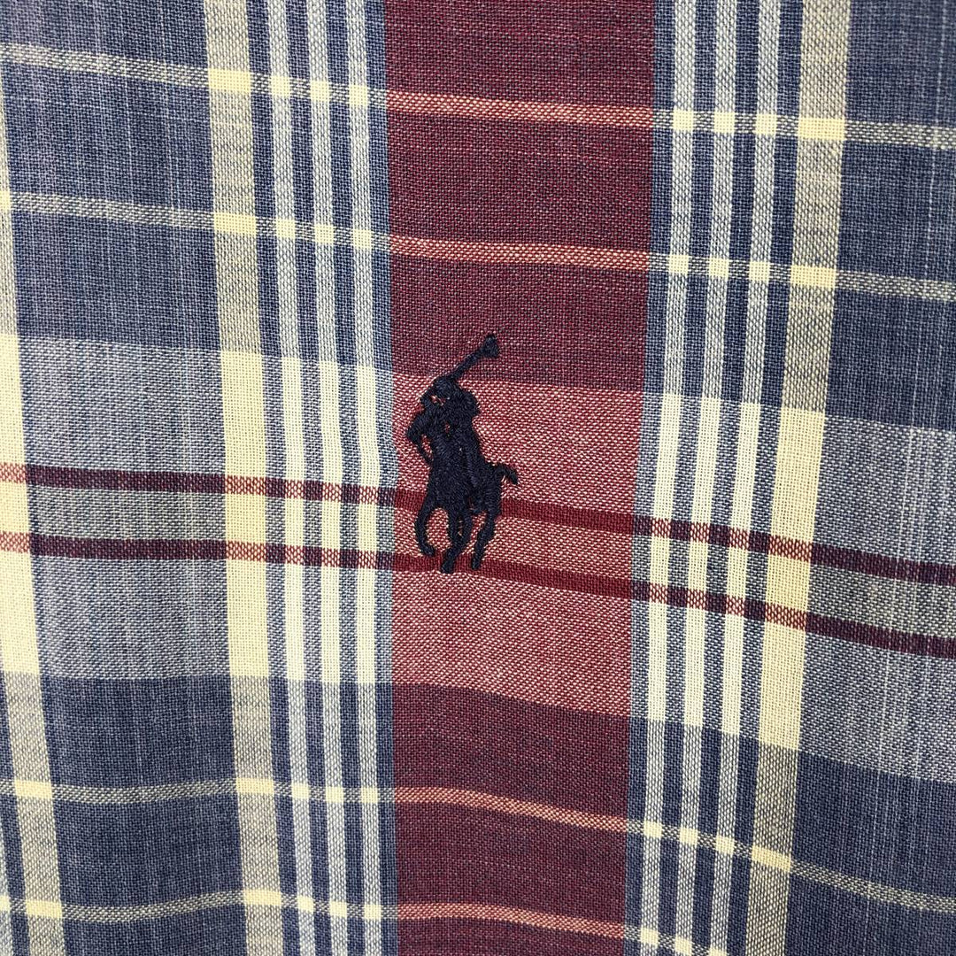 Ralph Lauren POLO by Ralph Lauren MCMEEL Short-Sleeve Button-Down Check Shirt, Men's Size M (approx.) cotton navy blue type Vintage Second Hand