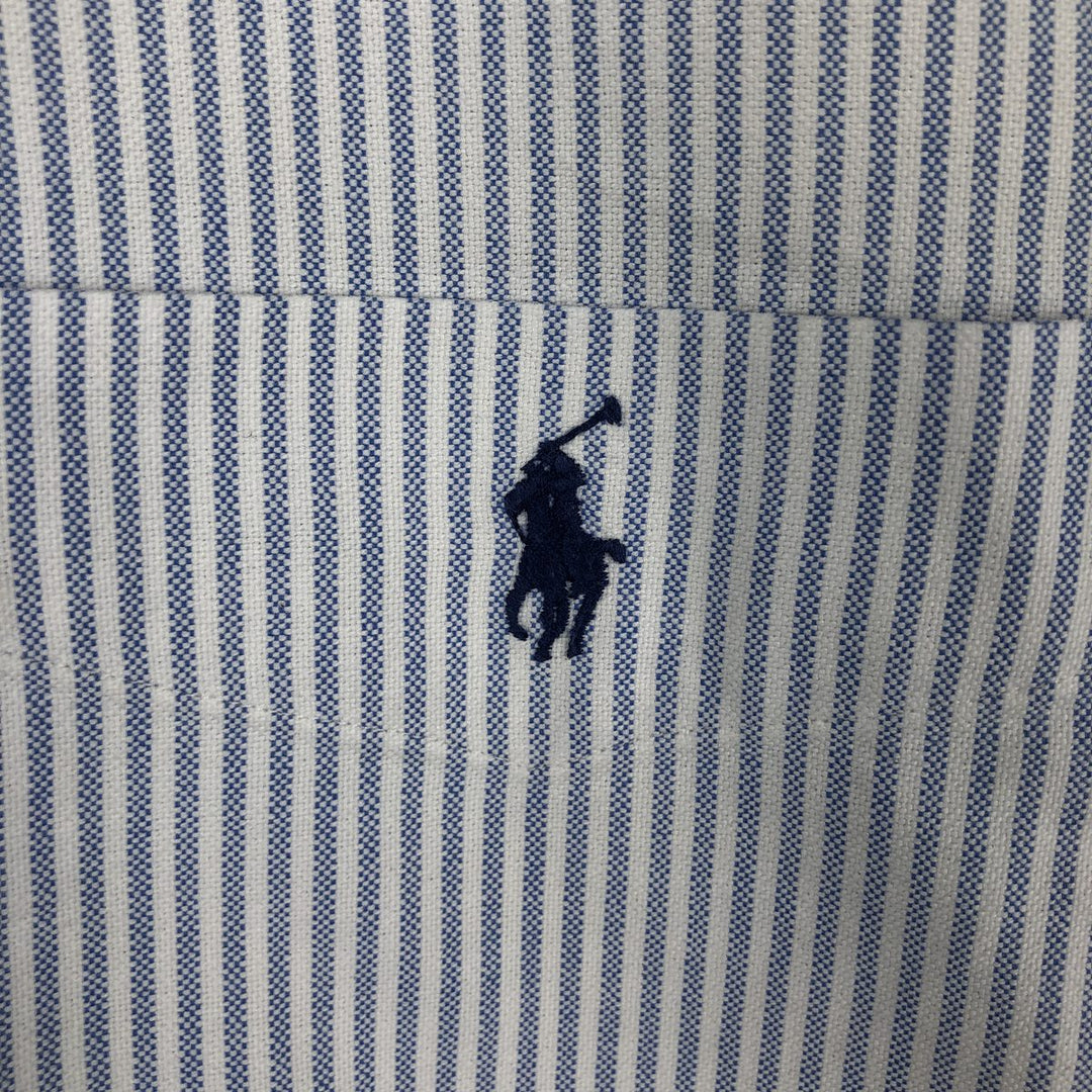 Ralph Lauren short sleeve button down striped shirt, men's XL size cotton blue type Vintage Second Hand
