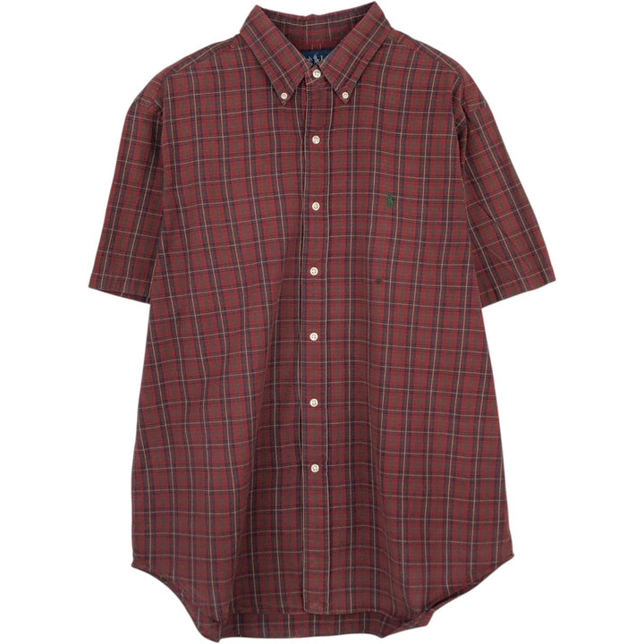 Ralph Lauren Classic Fit Short Sleeve Button Down Check Shirt Men's XL cotton red type Vintage Second Hand