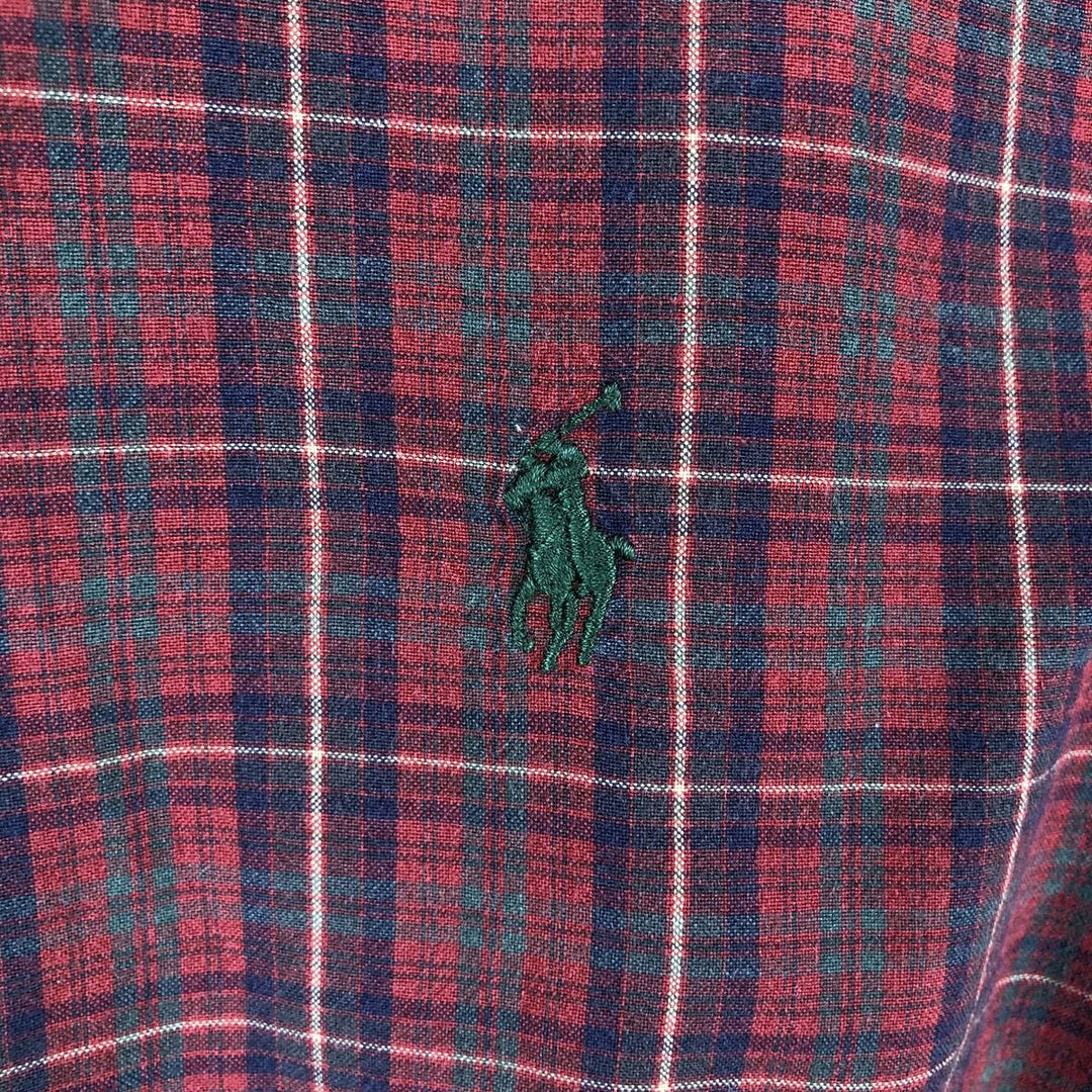 Ralph Lauren Classic Fit Short Sleeve Button Down Check Shirt Men's XL cotton red type Vintage Second Hand