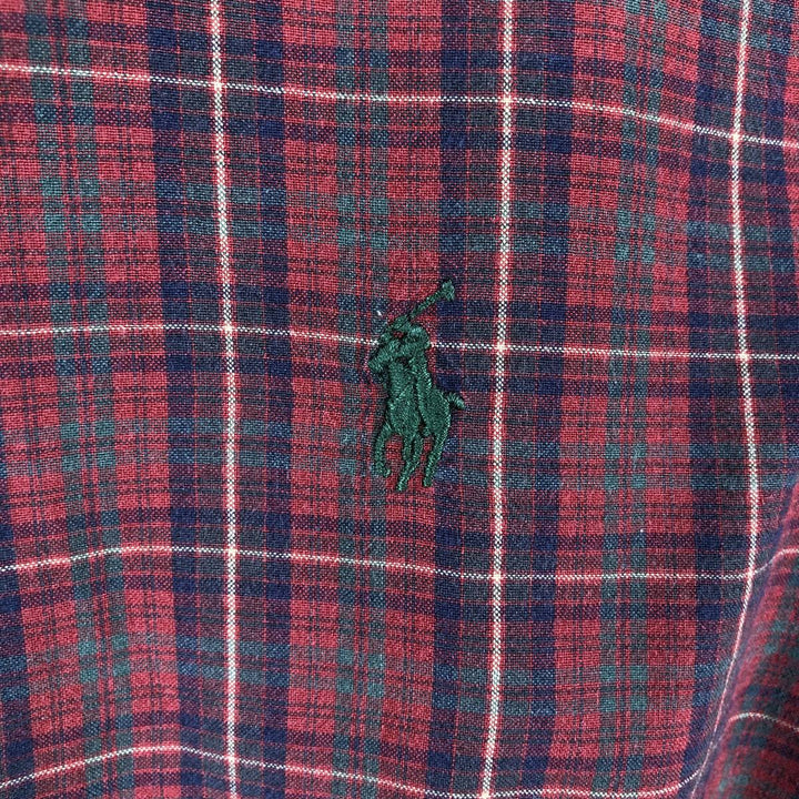 Ralph Lauren Classic Fit Short Sleeve Button Down Check Shirt Men's XL cotton red type Vintage Second Hand