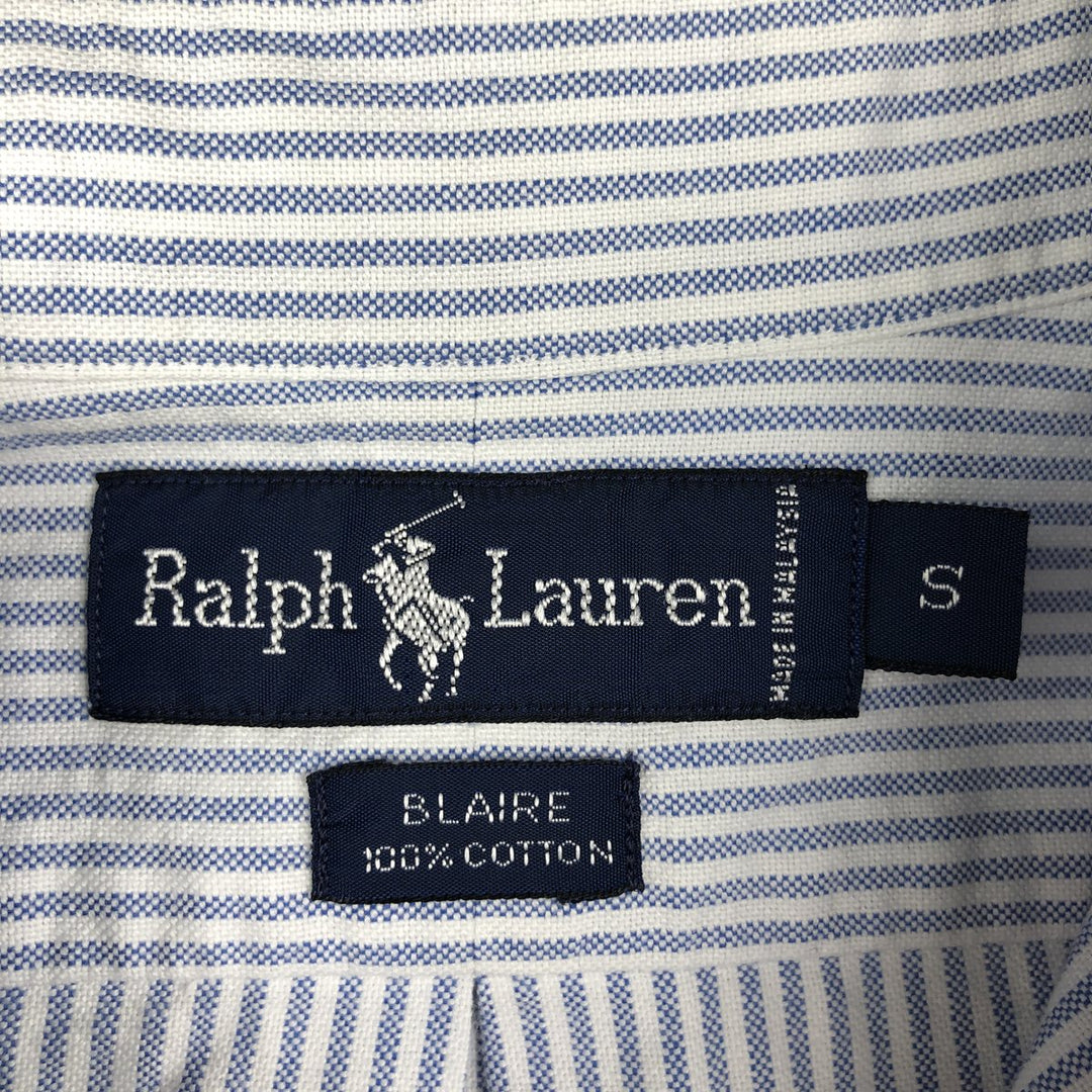 Ralph Lauren BLAIRE Short-Sleeve Button-Down Striped Shirt, Men's Size S (approx.) cotton blue type Vintage Second Hand