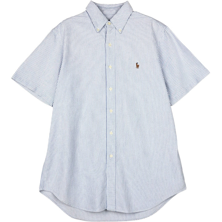 Ralph Lauren RALPH LAUREN Short-Sleeve Button-Down Striped Shirt, Men's Size M (approx.) cotton blue type Vintage Second Hand