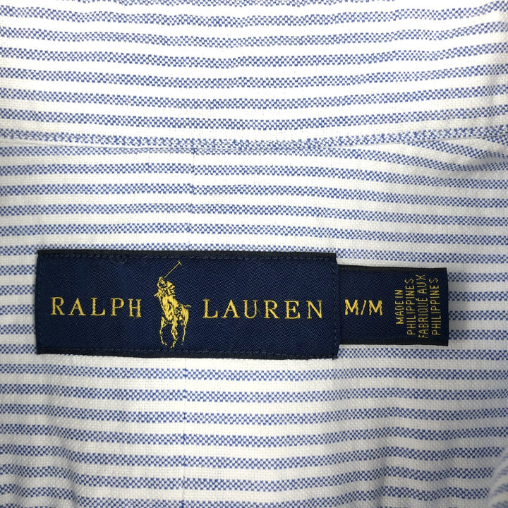 Ralph Lauren RALPH LAUREN Short-Sleeve Button-Down Striped Shirt, Men's Size M (approx.) cotton blue type Vintage Second Hand