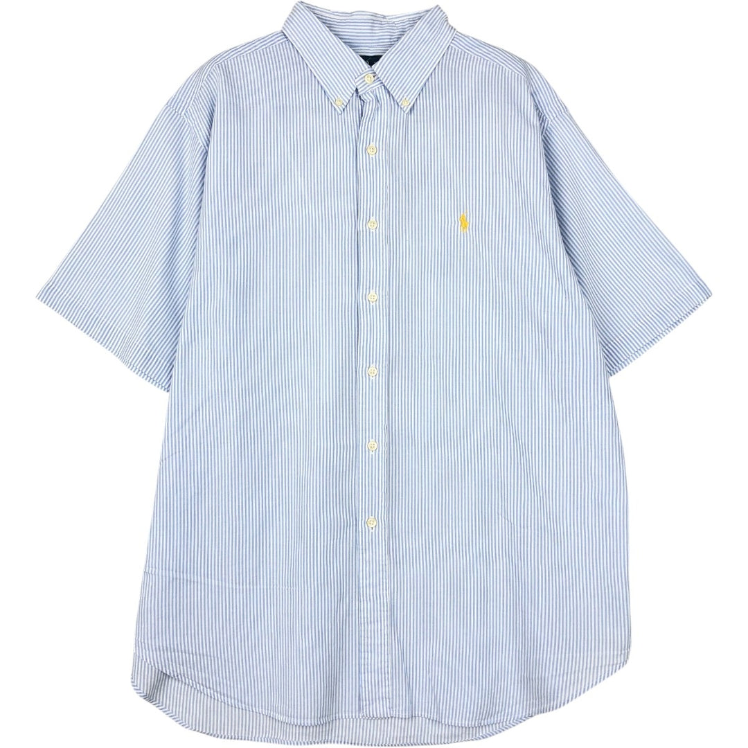 Ralph Lauren Classic Fit Seersucker Short Sleeve Button Down Striped Shirt Men's XL cotton blue type Vintage Second Hand