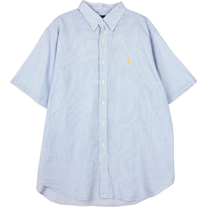 Ralph Lauren Classic Fit Seersucker Short Sleeve Button Down Striped Shirt Men's XL cotton blue type Vintage Second Hand