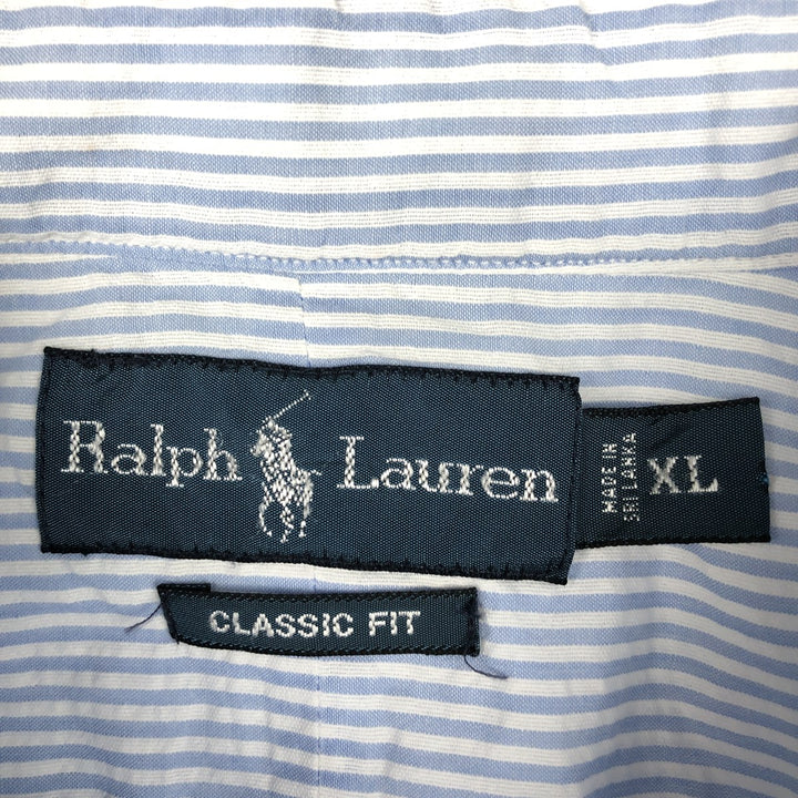 Ralph Lauren Classic Fit Seersucker Short Sleeve Button Down Striped Shirt Men's XL cotton blue type Vintage Second Hand