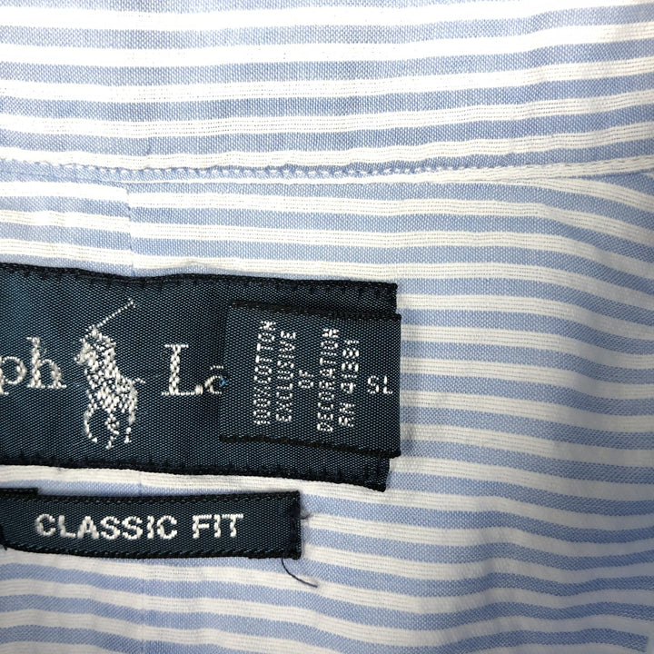 Ralph Lauren Classic Fit Seersucker Short Sleeve Button Down Striped Shirt Men's XL cotton blue type Vintage Second Hand