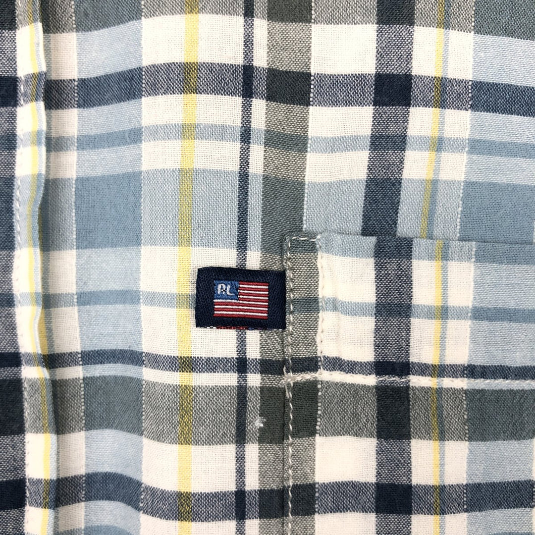 2000'S Ralph Lauren RALPH LAUREN JEANS CO. Long-sleeved button-down check shirt, men's size M (approx.) cotton Blue type light blue Vintage Second Hand