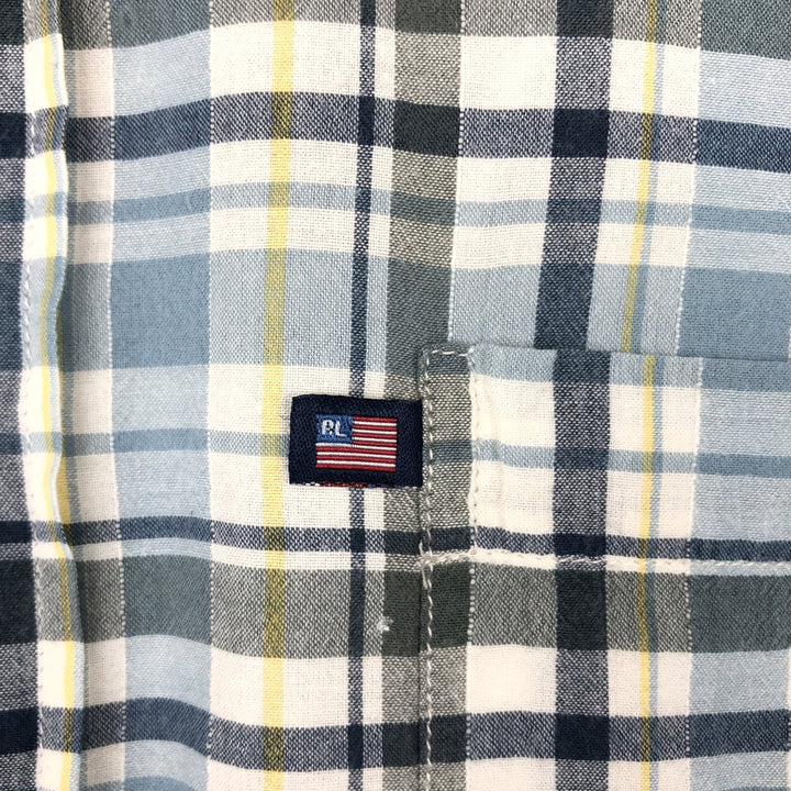 2000'S Ralph Lauren RALPH LAUREN JEANS CO. Long-sleeved button-down check shirt, men's size M (approx.) cotton Blue type light blue Vintage Second Hand