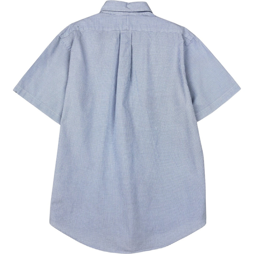 Ralph Lauren CUSTOM FIT Gingham Check Short Sleeve Button Down Check Shirt Men's L size cotton blue type Vintage Second Hand