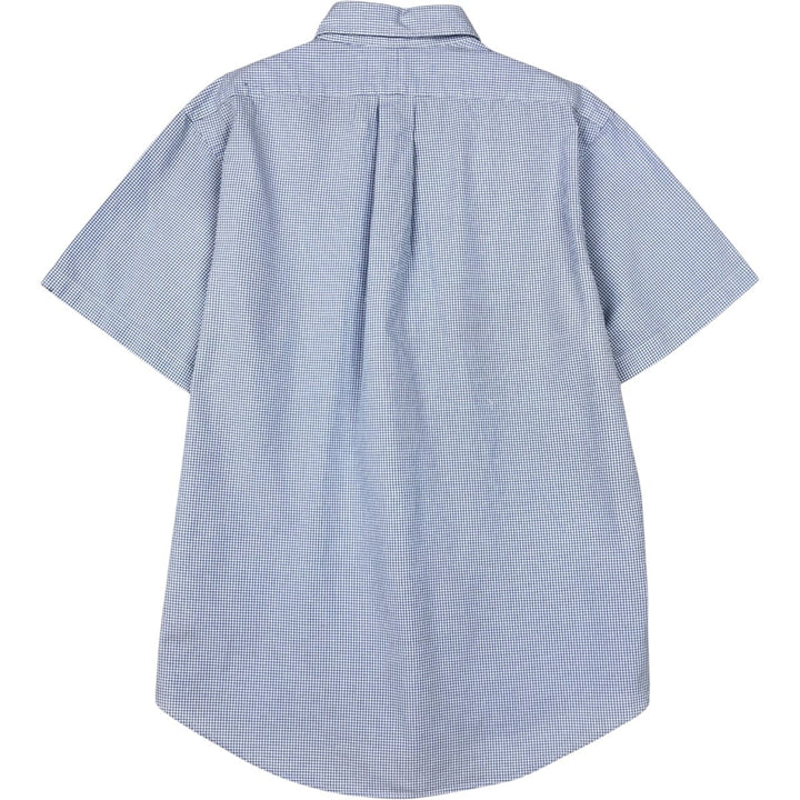 Ralph Lauren CUSTOM FIT Gingham Check Short Sleeve Button Down Check Shirt Men's L size cotton blue type Vintage Second Hand