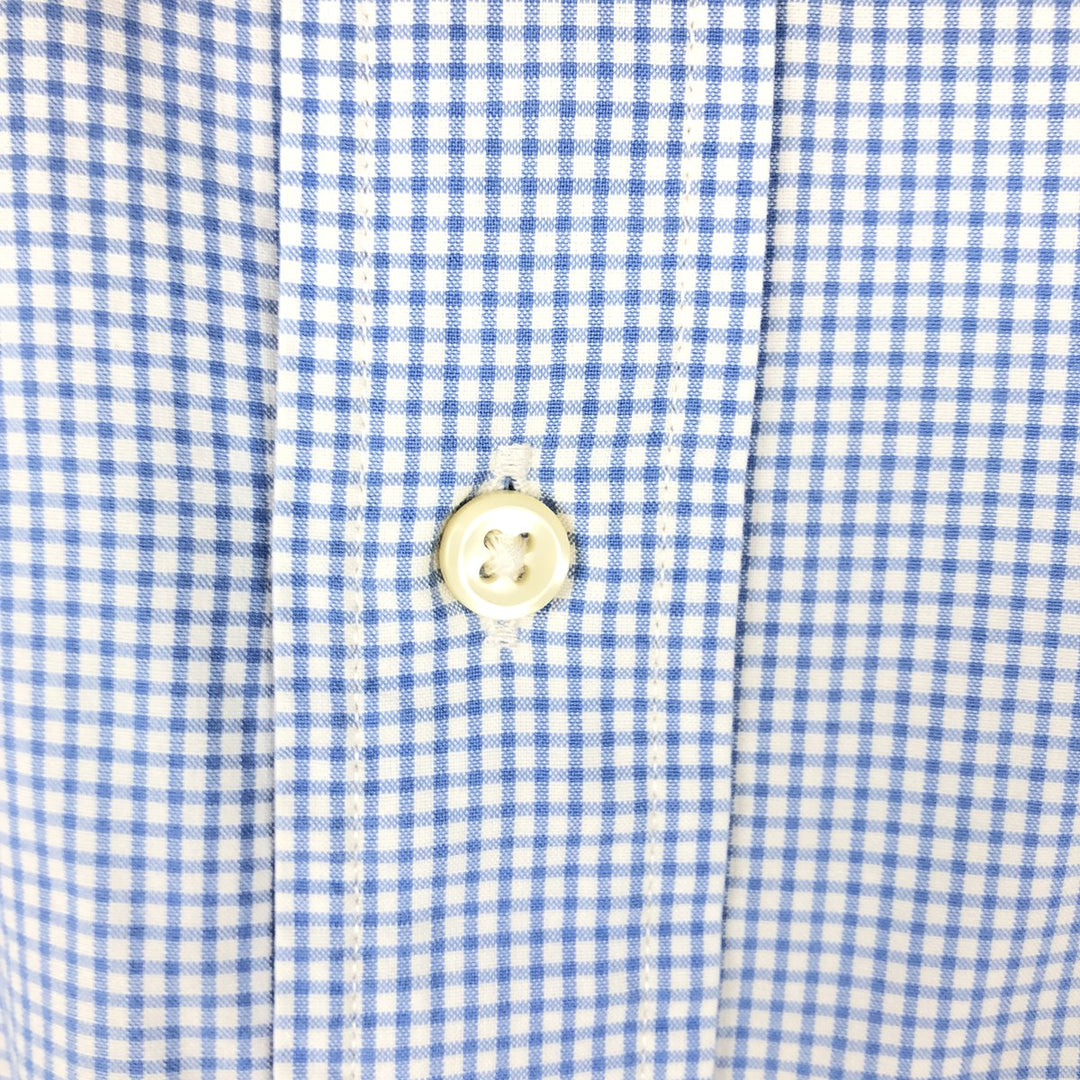 Ralph Lauren CUSTOM FIT Gingham Check Short Sleeve Button Down Check Shirt Men's L size cotton blue type Vintage Second Hand