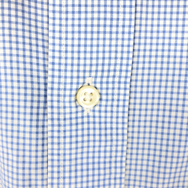 Ralph Lauren CUSTOM FIT Gingham Check Short Sleeve Button Down Check Shirt Men's L size cotton blue type Vintage Second Hand