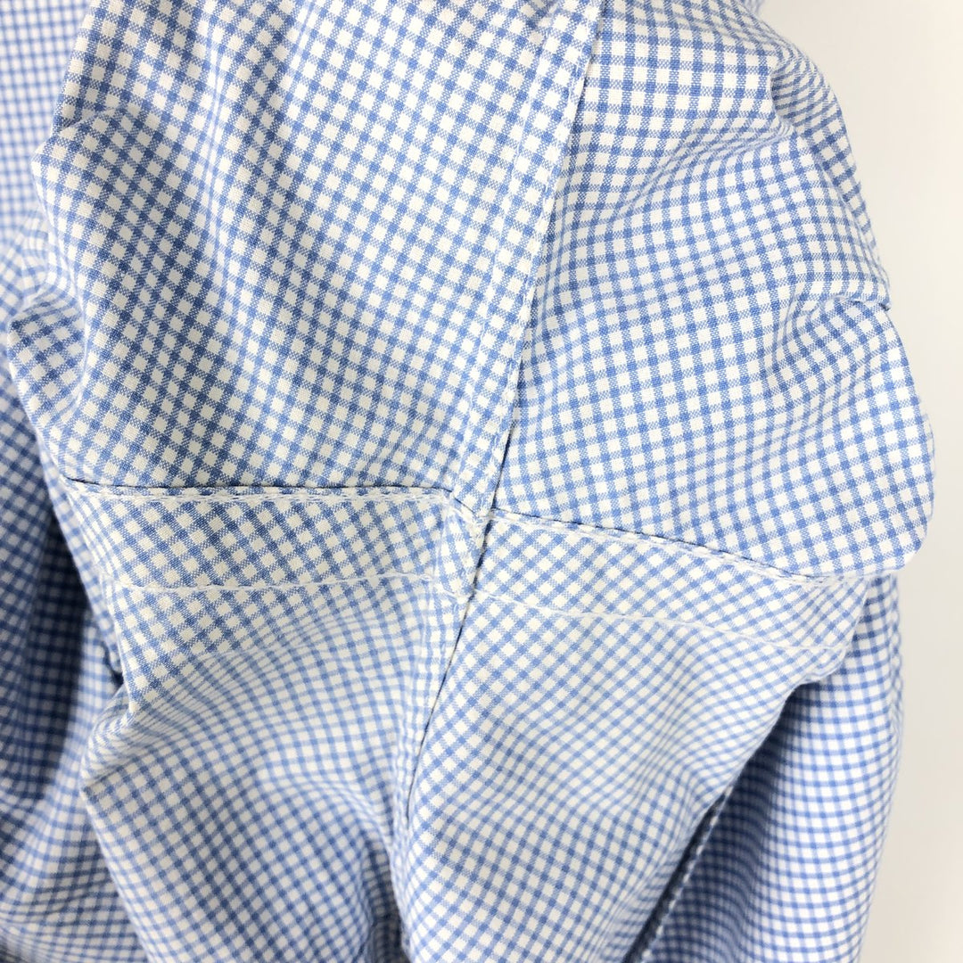Ralph Lauren CUSTOM FIT Gingham Check Short Sleeve Button Down Check Shirt Men's L size cotton blue type Vintage Second Hand
