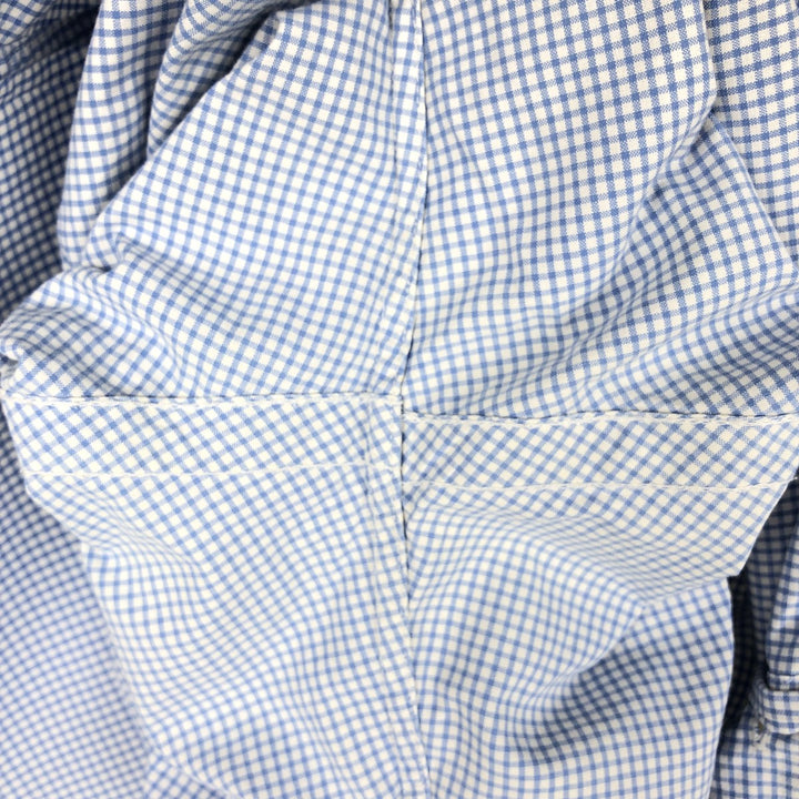 Ralph Lauren CUSTOM FIT Gingham Check Short Sleeve Button Down Check Shirt Men's L size cotton blue type Vintage Second Hand