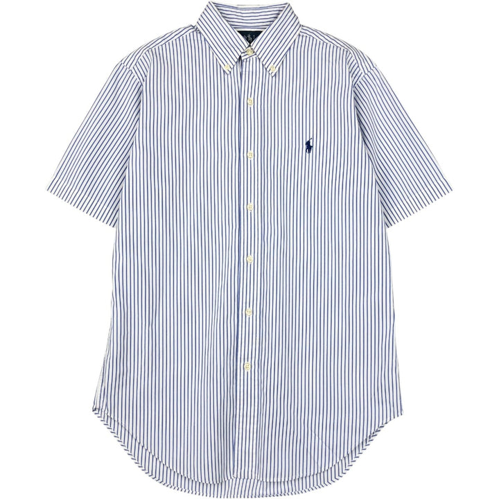 Ralph Lauren CLASSIC FIT Short-Sleeve Button-Down Striped Shirt, Men's Size S (approx.) cotton blue type Vintage Second Hand