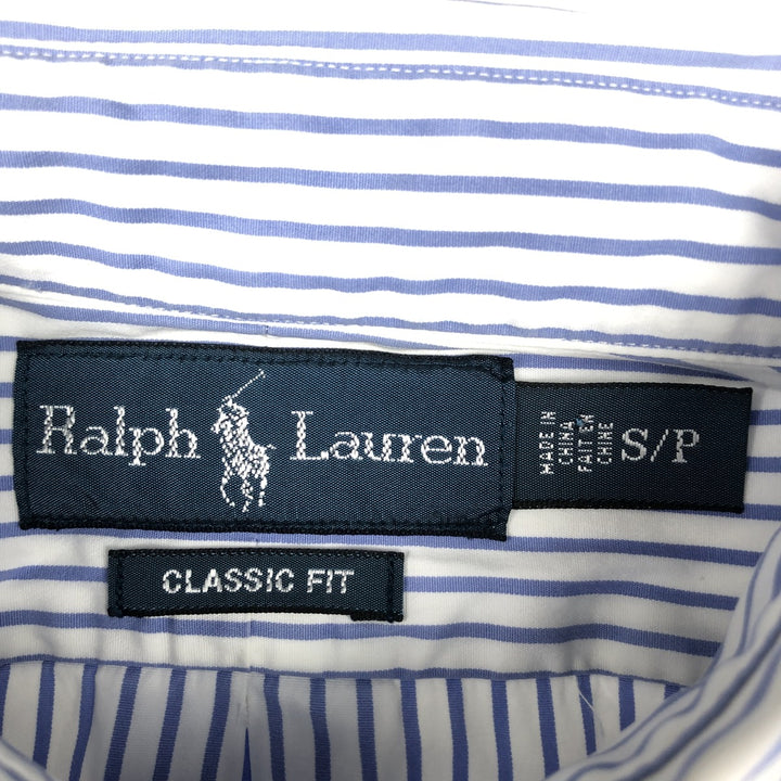 Ralph Lauren CLASSIC FIT Short-Sleeve Button-Down Striped Shirt, Men's Size S (approx.) cotton blue type Vintage Second Hand