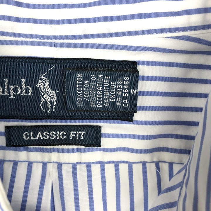 Ralph Lauren CLASSIC FIT Short-Sleeve Button-Down Striped Shirt, Men's Size S (approx.) cotton blue type Vintage Second Hand