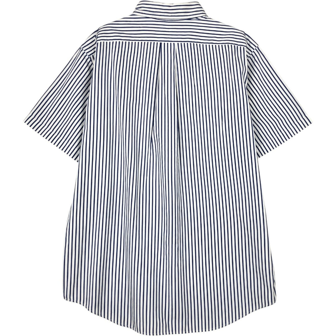 Ralph Lauren CUSTOM FIT short sleeve button down striped shirt men's size L cotton blue type Vintage Second Hand