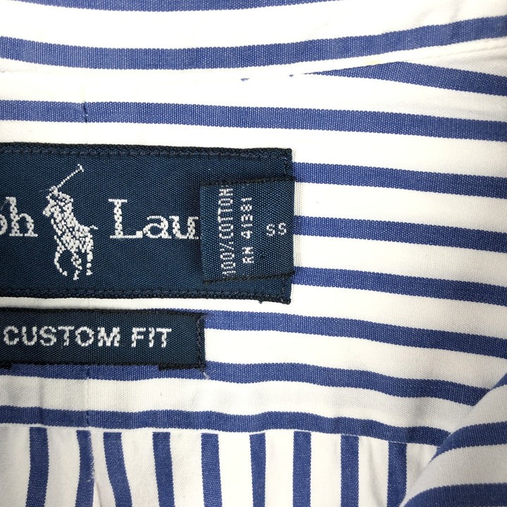 Ralph Lauren CUSTOM FIT short sleeve button down striped shirt men's size L cotton blue type Vintage Second Hand