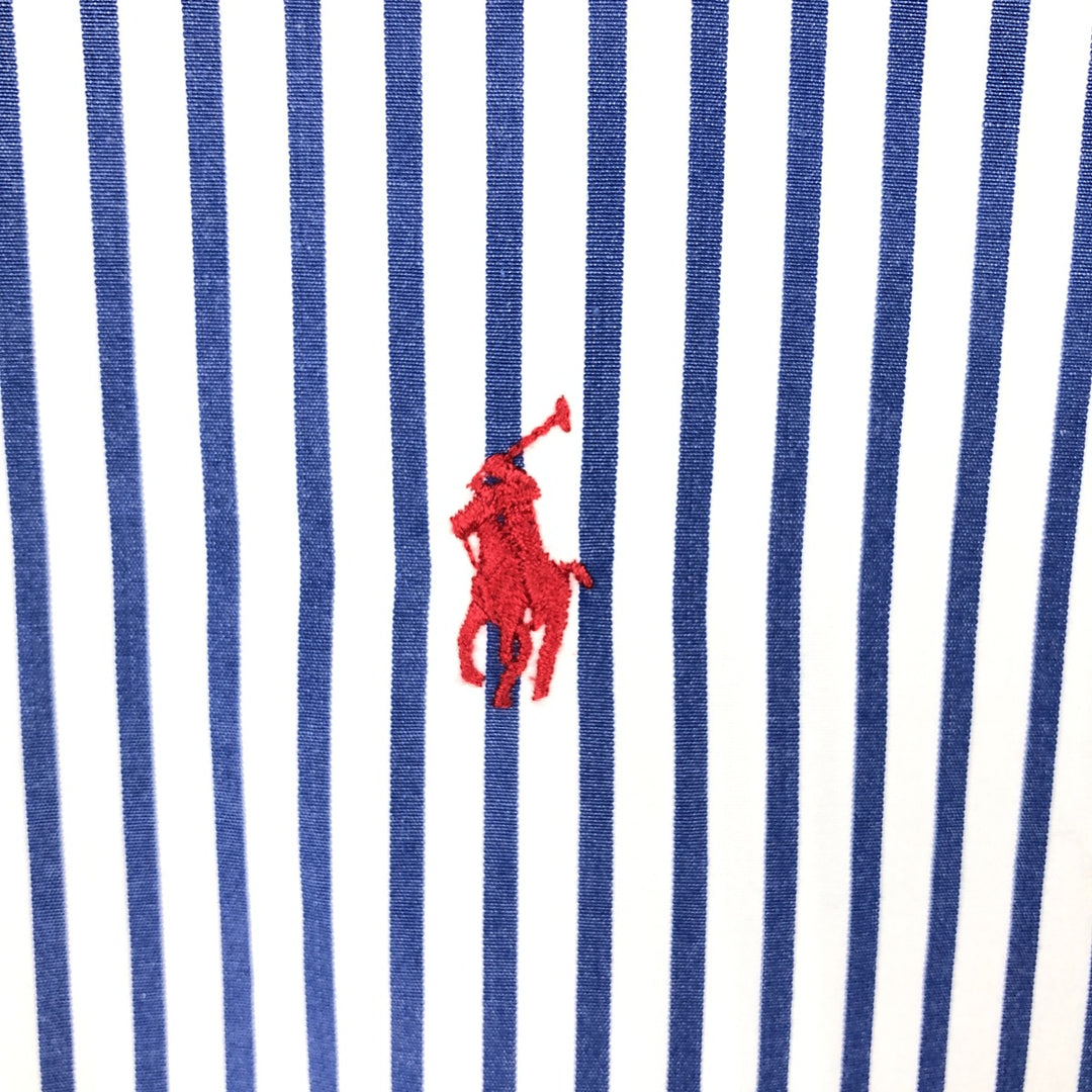 Ralph Lauren CUSTOM FIT short sleeve button down striped shirt men's size L cotton blue type Vintage Second Hand