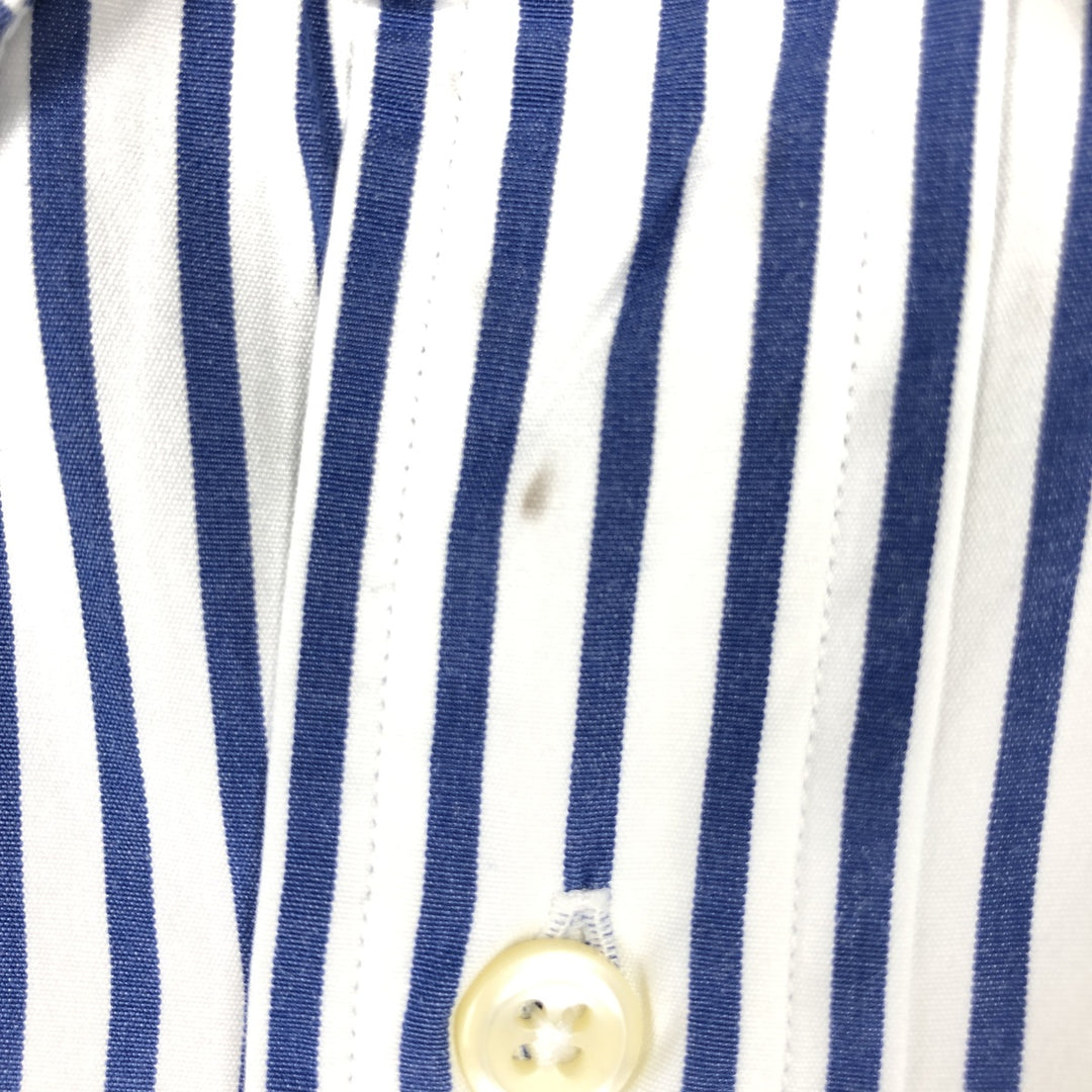 Ralph Lauren CUSTOM FIT short sleeve button down striped shirt men's size L cotton blue type Vintage Second Hand